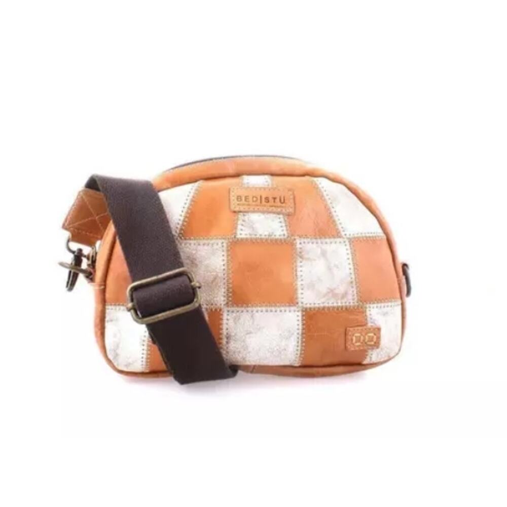 BEDSTU Abundance Crossbody Leather Bag Color: Nectar White Check